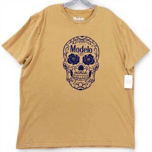 Modelo Sugar Skull Graphic T-Shirt Lucky Brand XXL Tan Día de los Muertos Beer T